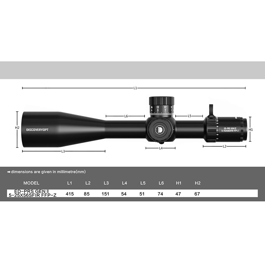 ED-PRS GENⅡ 5-25X56SFIR FFP-MRAD/MOA-ZERO STOP Diameter:34MM Optics Scopes