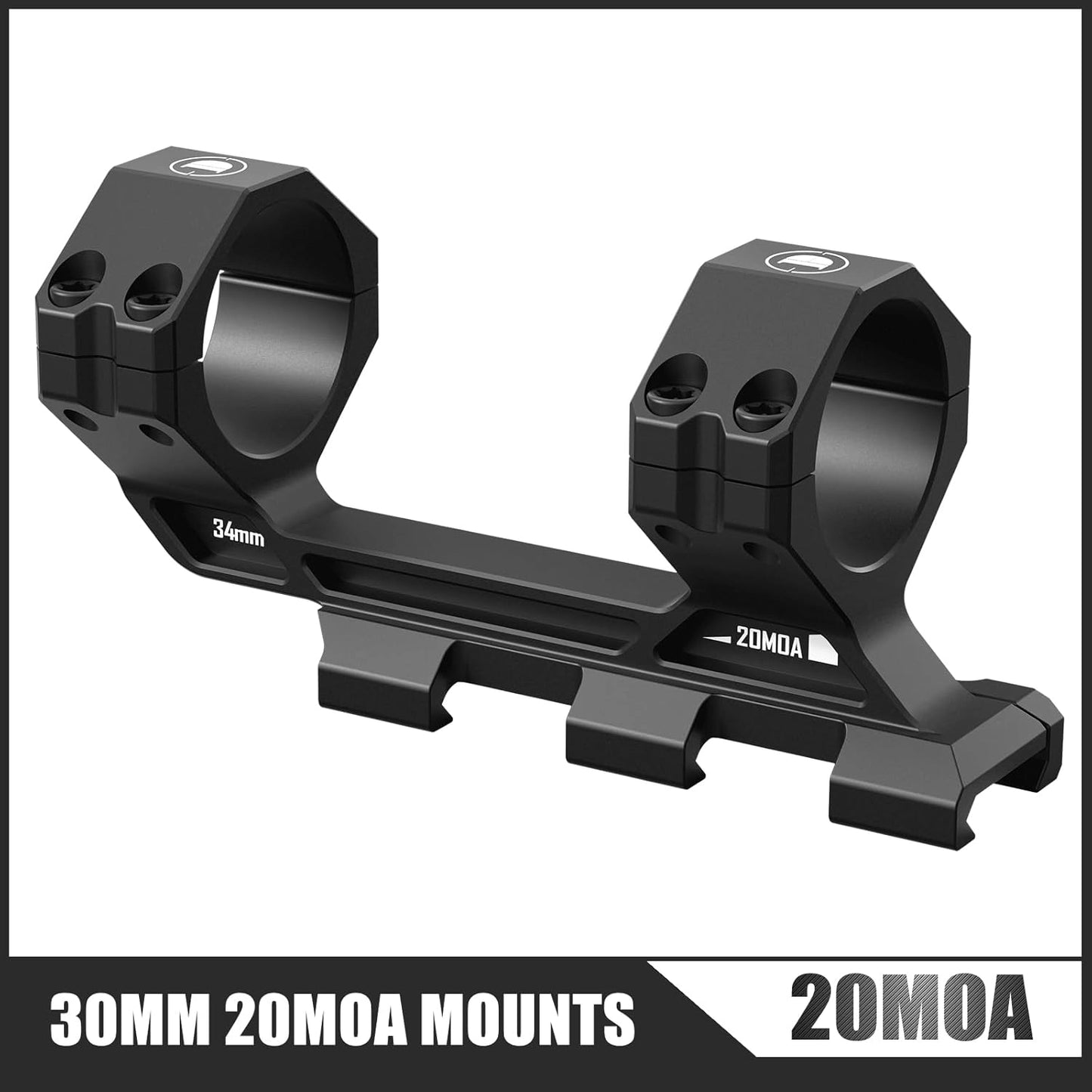 Cantilever Scope Mounts | One-Piece 20 MOA 34mm or 30mm Tube for Picatinny Rail