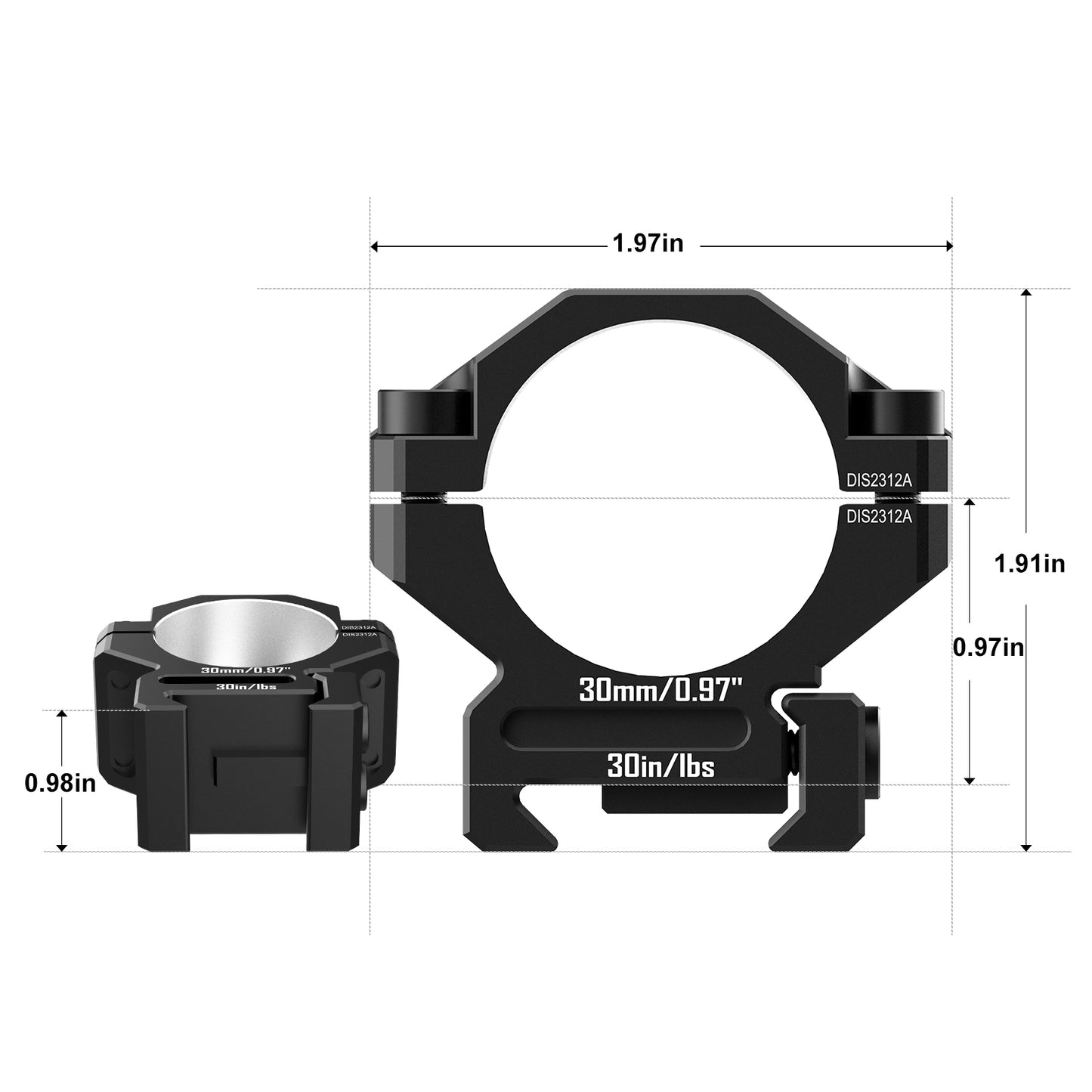 7075 Series Aluminum Scope Rings - 25.4mm/30mm/34mm/35mm Scope Mount for Picatinny Rail