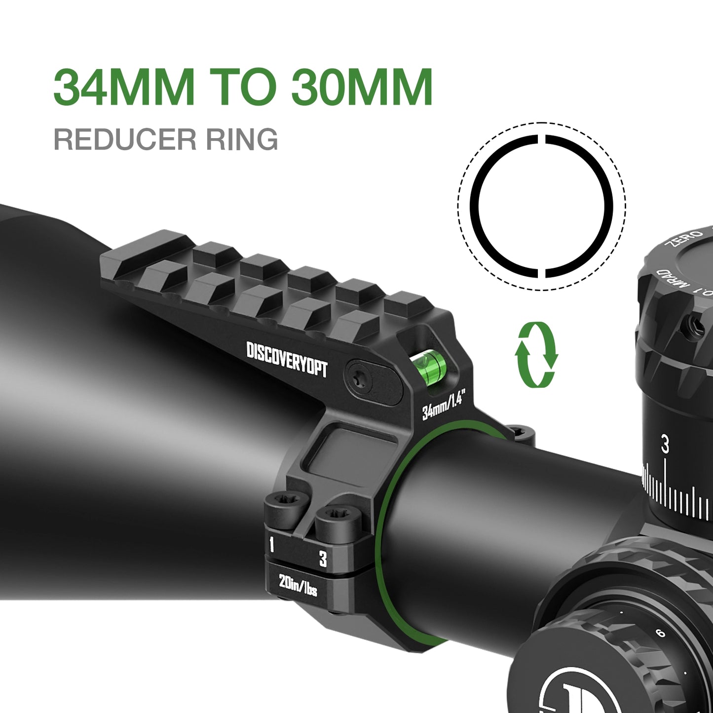 7075 Series Aluminum Heavy Duty Scope Rings - Bubble Level & Picatinny Rail | 30MM or 34MM-Fits 0.85/1.05/1.25-inch Bases
