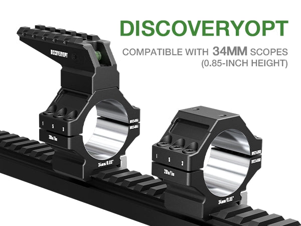 7075 Series Aluminum Heavy Duty Scope Rings - Bubble Level & Picatinny Rail | 30MM or 34MM-Fits 0.85/1.05/1.25-inch Bases