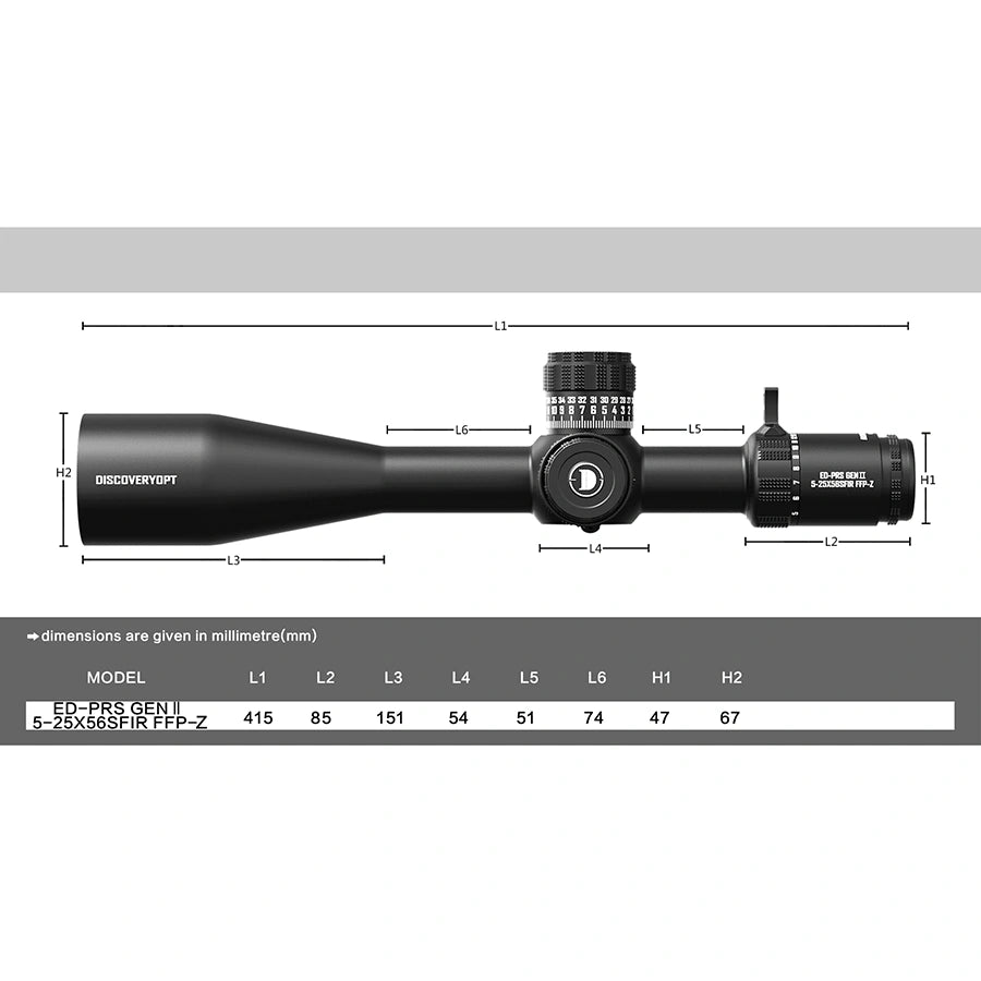 ED-PRS GENⅡ 5-25X56SFIR FFP-MRAD/MOA-ZERO STOP Diameter:34MM Optics Scopes