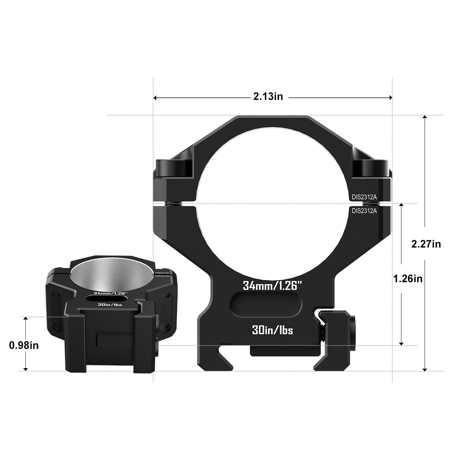 7075 Series Aluminum Scope Rings - 25.4mm/30mm/34mm/35mm Scope Mount for Picatinny Rail