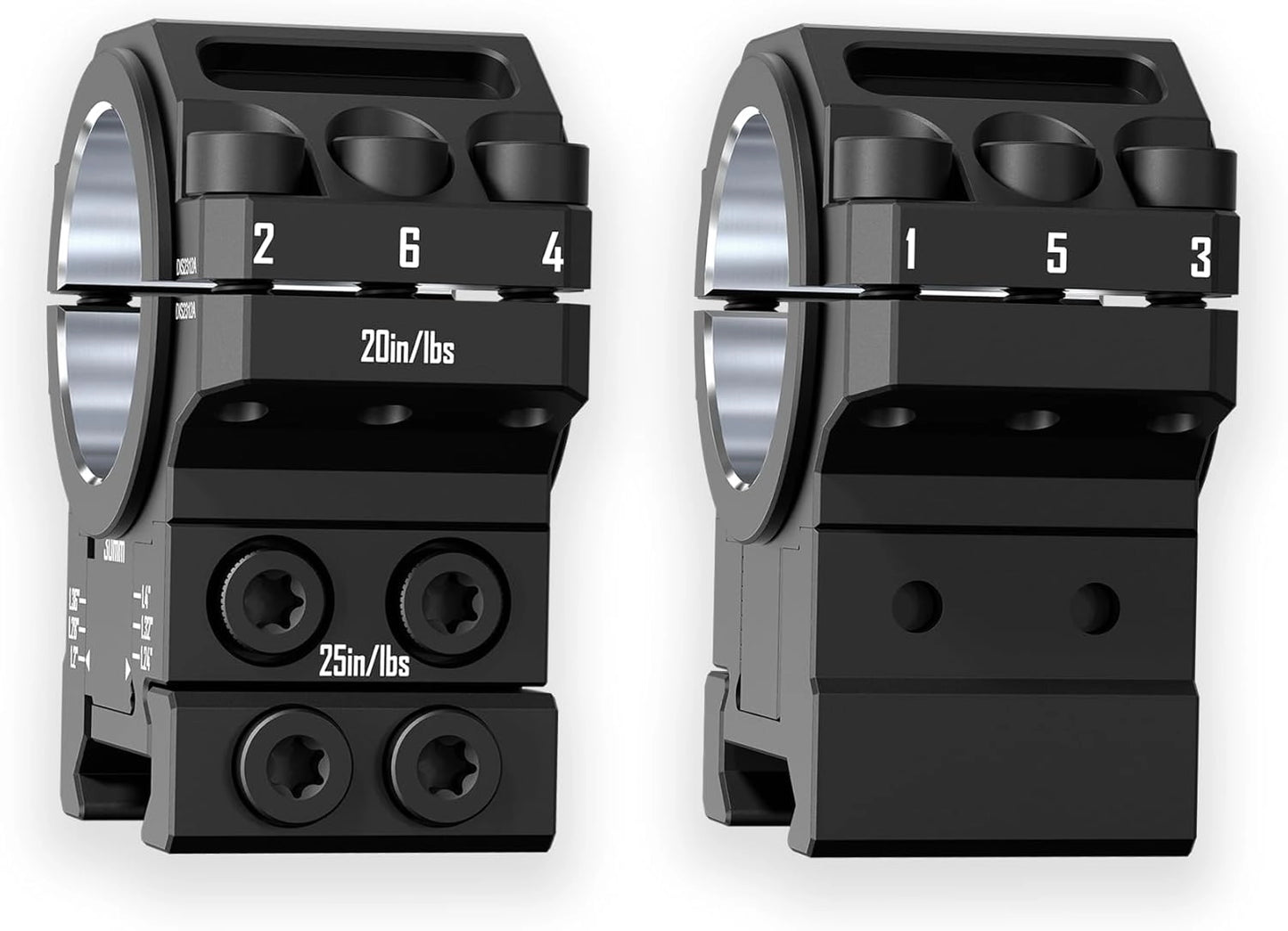 6061 Aluminum Adjustable Scope Rings | 6-Step Height Adjustment (1.2-1.4") | 25.4mm/30mm & Picatinny Rail Compatible