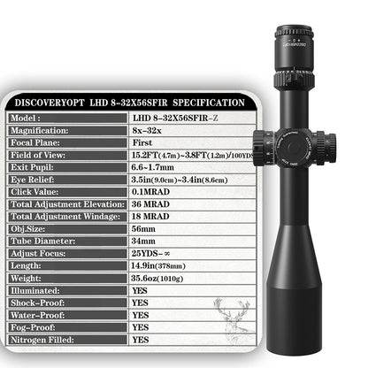 LHD 8-32X56SFIR FFP-Z-MRAD/MOA Diameter:34MM Optics Scopes