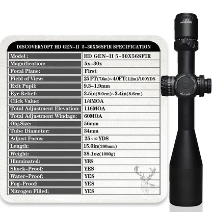 HD GEN II 5-30X56 SFIR FFP-Z-MRAD/MOA Diameter:34MM Optics Scopes