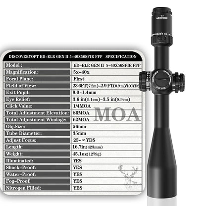ED-ELR GEN II 5-40X56SFIR FFP-MRAD/MOA-Z Diameter:35MM Optics Scope