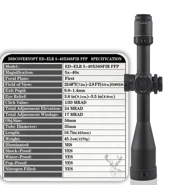 ED-ELR 5-40X56SFIR FFP-1/20MRAD-Z Diameter:35MM Optics Scope