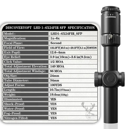 LHD 1-6X24SFIR SFP-MOA Diameter34MM Fiber Reticle Scopes