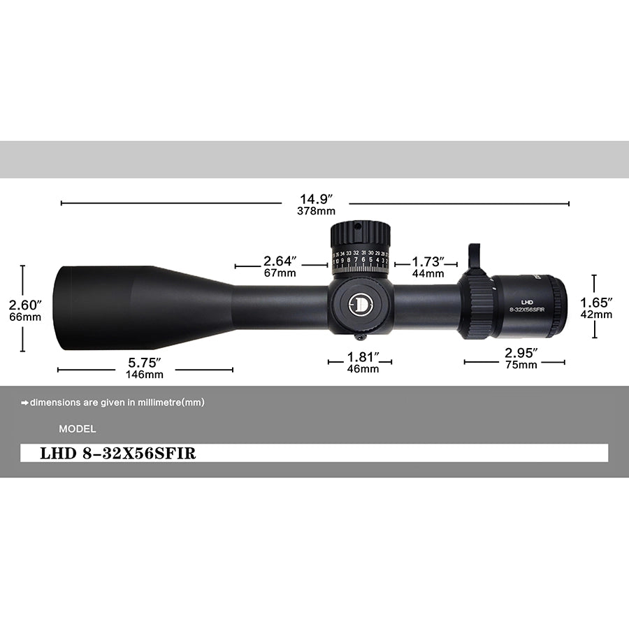 LHD 8-32X56SFIR FFP-Z-MRAD/MOA Diameter:34MM Optics Scopes