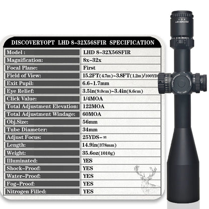 LHD 8-32X56SFIR FFP-Z-MRAD/MOA Diameter:34MM Optics Scopes