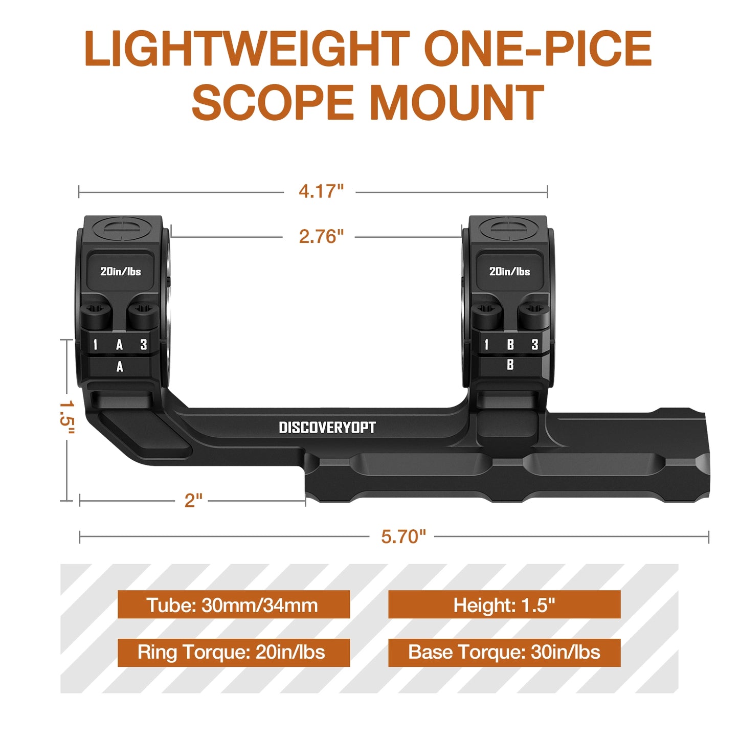 Multi-Compatible Cantilever Scope Mounts | One-Piece 0MOA 30MM/34MM Tube for Picatinny Rail