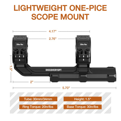 Multi-Compatible Cantilever Scope Mounts | One-Piece 0MOA 30MM/34MM Tube for Picatinny Rail